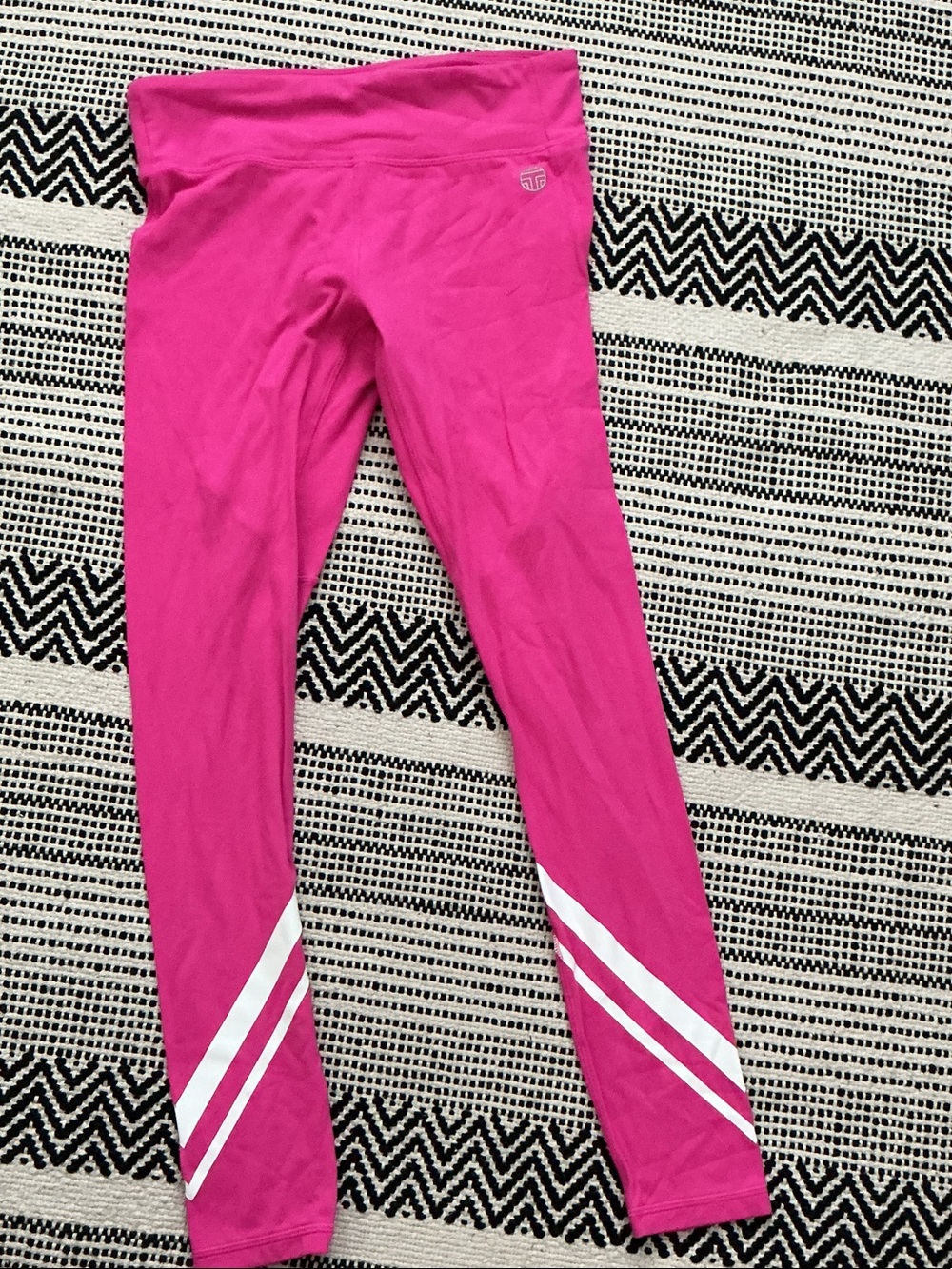 Tory Burch sport Hot Pink' Leggings with White Diagonal Stripes - Picture 2 of 5